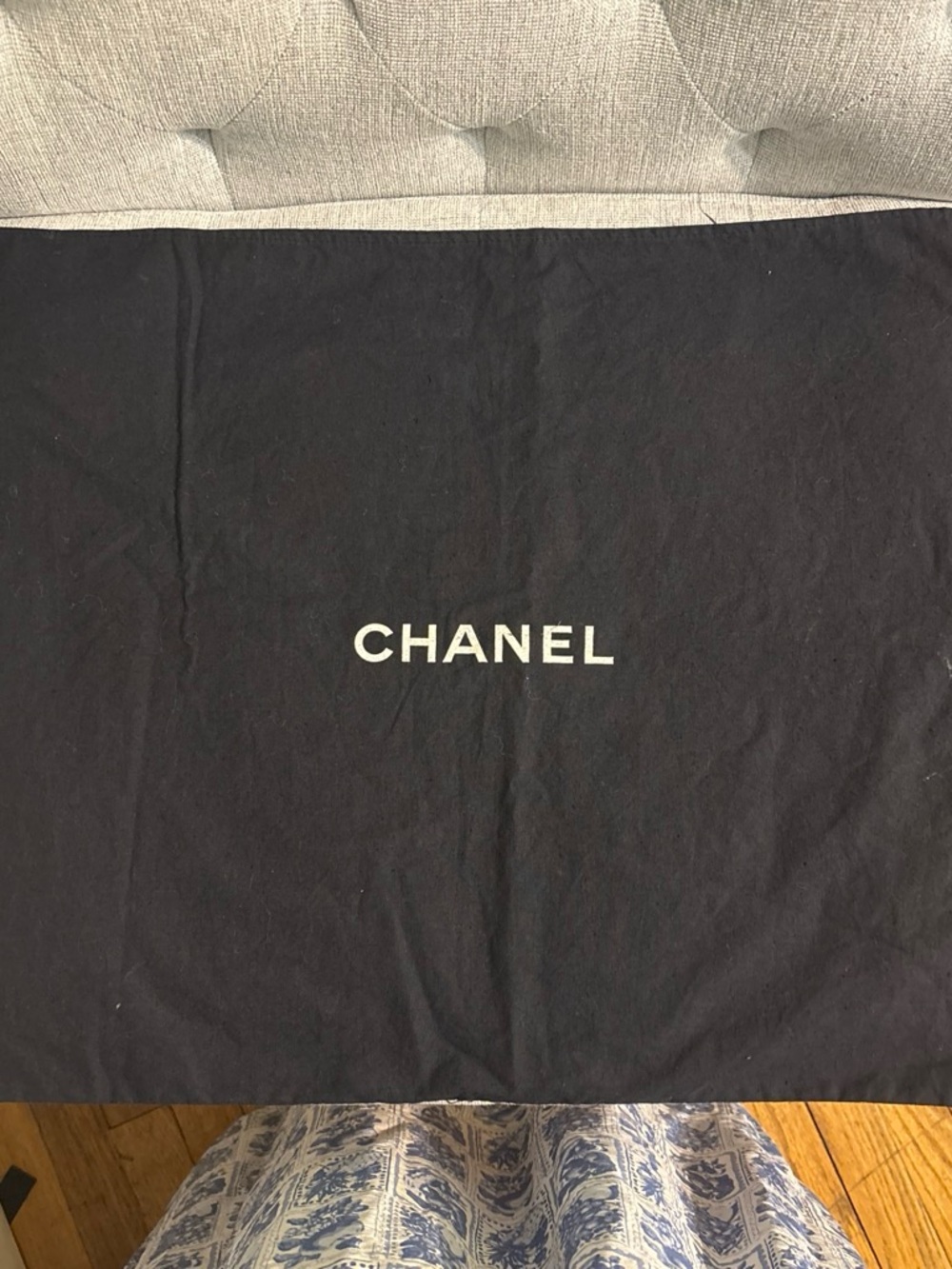 CHANEL Black Dust Bag with White Logo Centering